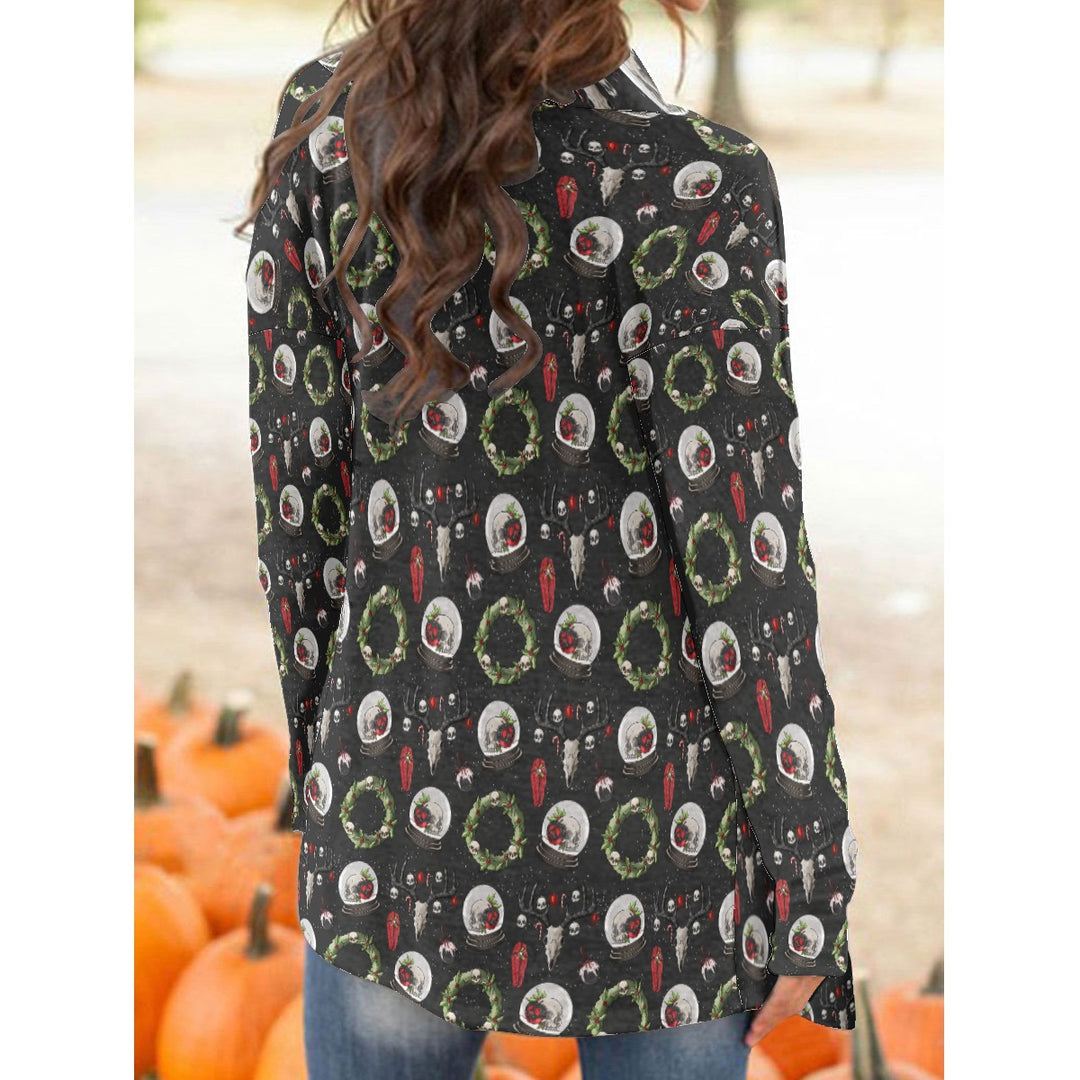 Holiday Horror All over print waterfall cardigan