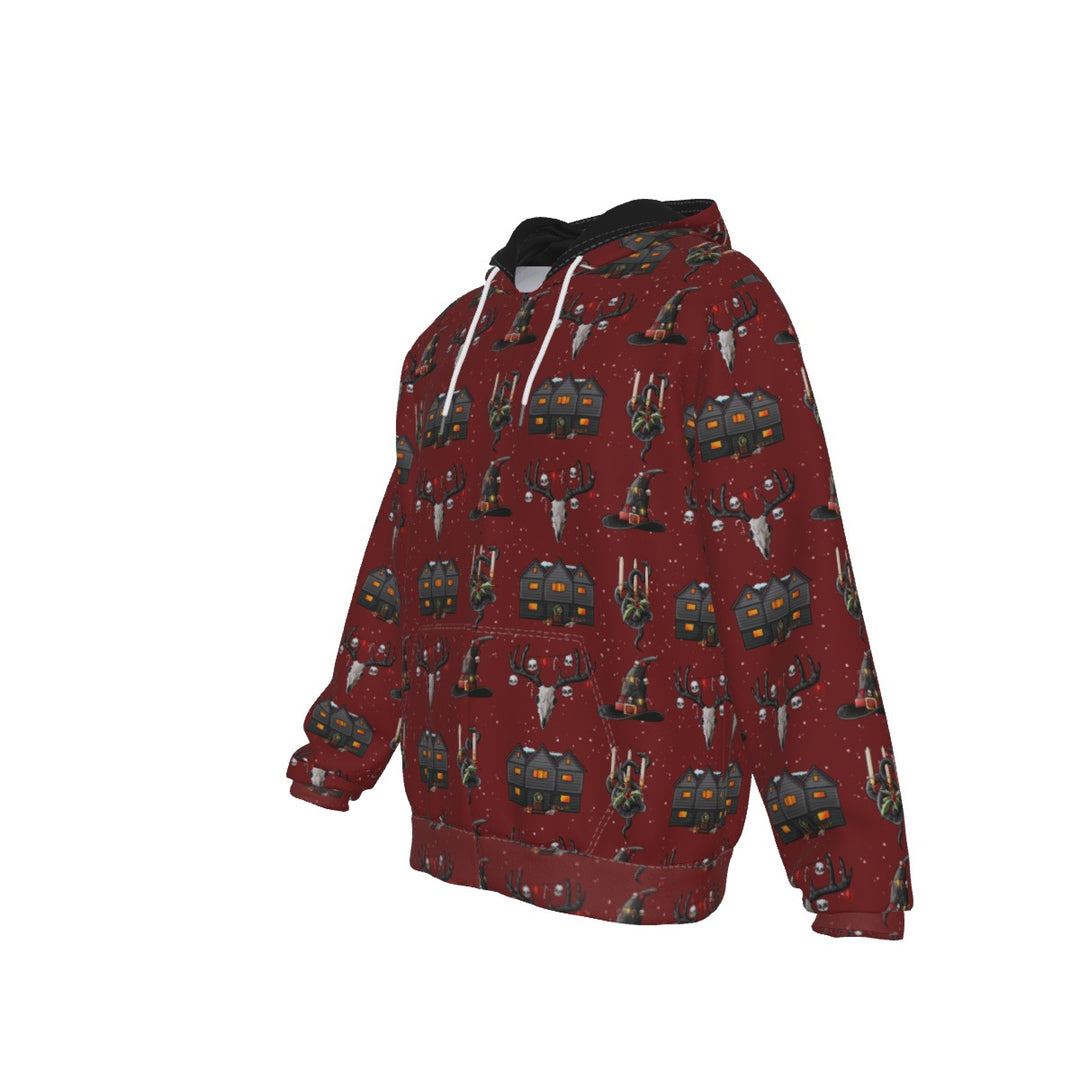 Ghoulish Yule All-Over Print Zip Up Hoodie With Pocket, Unisex Hoodie Design