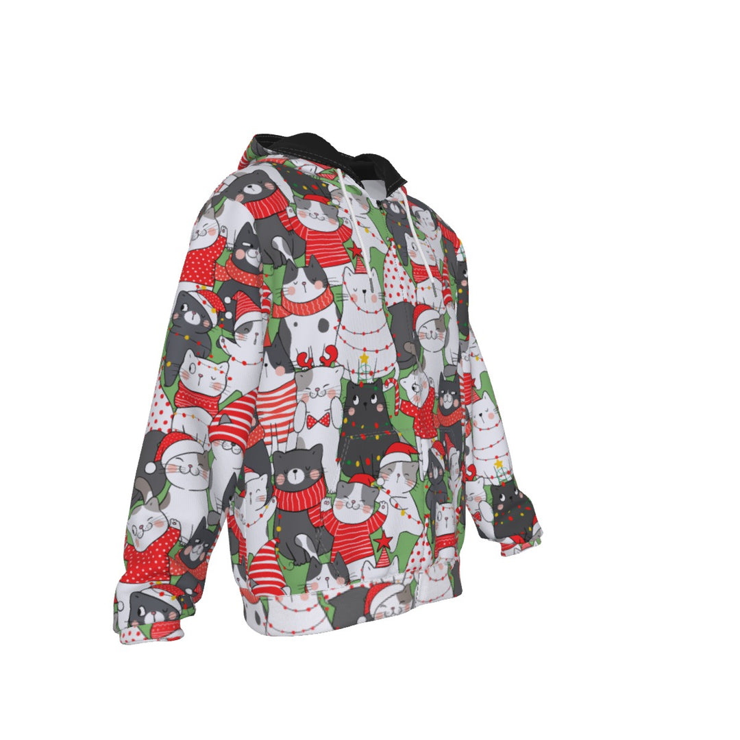 Christmas Cats All-Over Print Zip Up Hoodie With Pocket, Unisex Hoodie Design