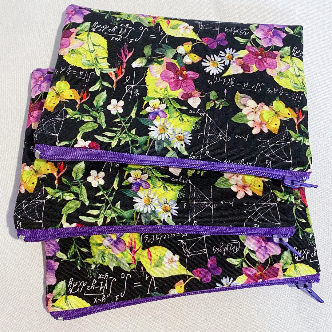 Floral maths Waterproof zipper pouch