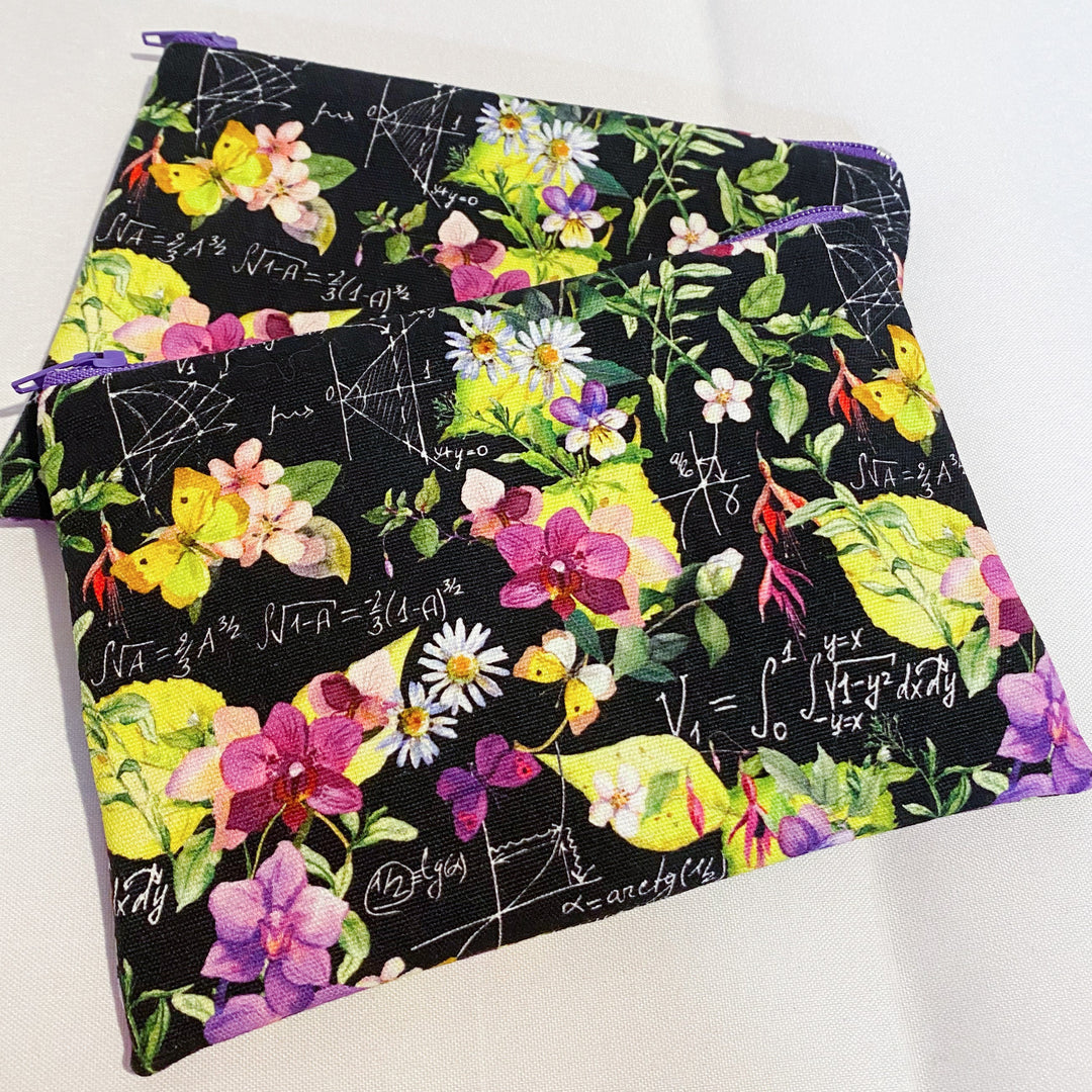 Floral maths Waterproof zipper pouch