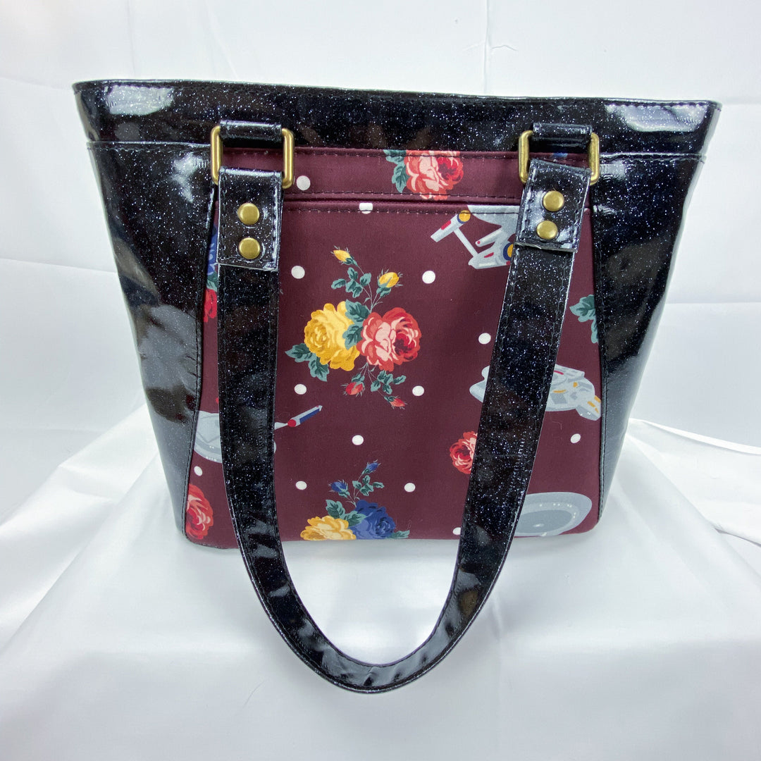 Floral Space Explorer Themed Structured Handbag