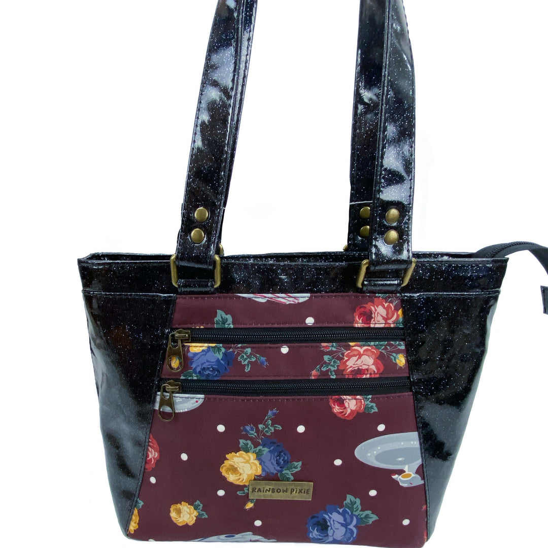 Floral Space Explorer Themed Structured Handbag