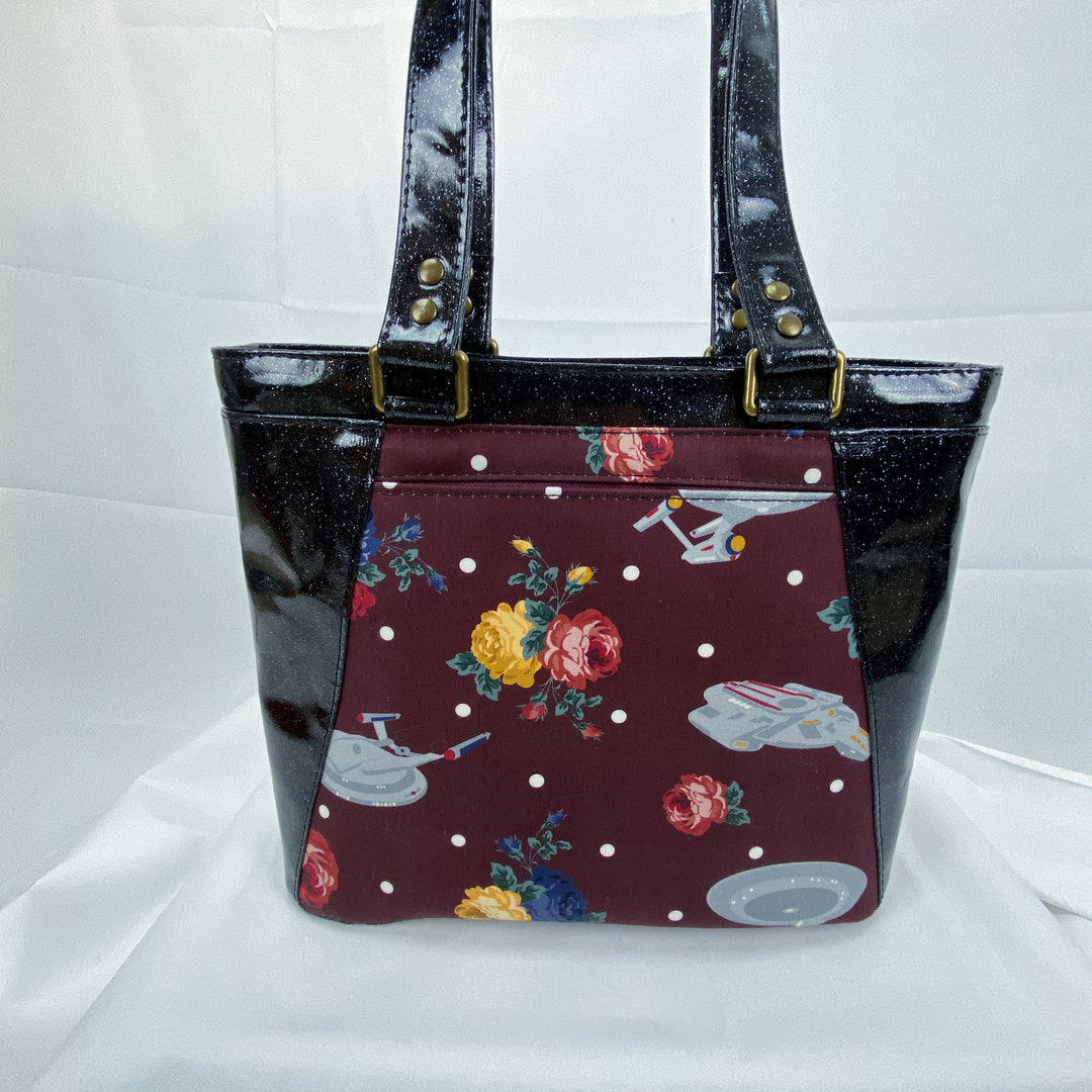 Floral Space Explorer Themed Structured Handbag