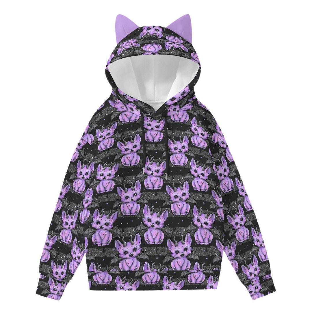 Cat out of Hell All-Over Print Women’s Hoodie With Cat Ears