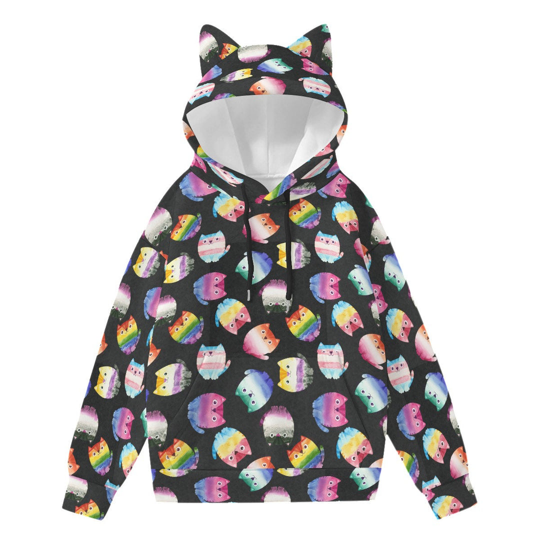 Pride Cats All-Over Print Women’s Hoodie With Cat Ears