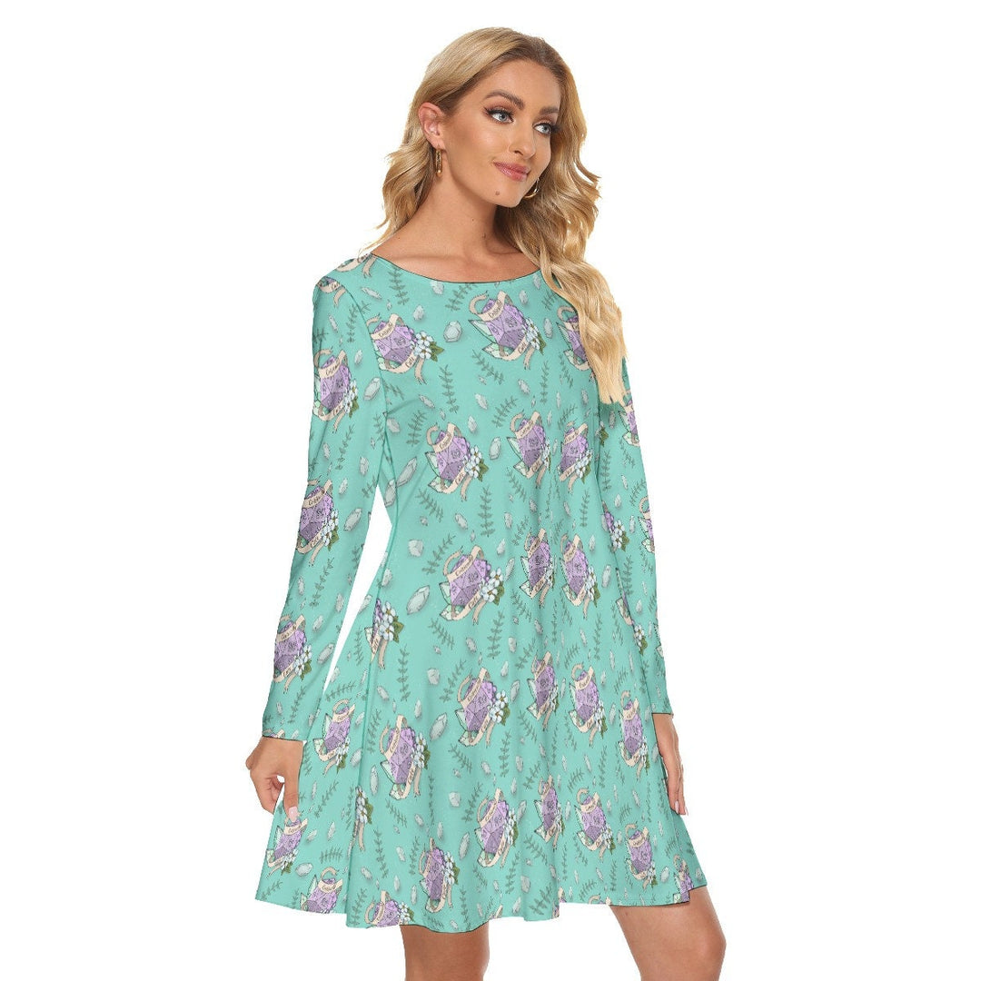 Critically Cute All over print women's crew dress with pockets