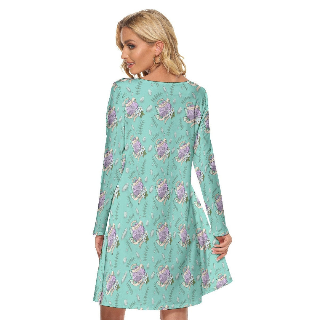 Critically Cute All over print women's crew dress with pockets