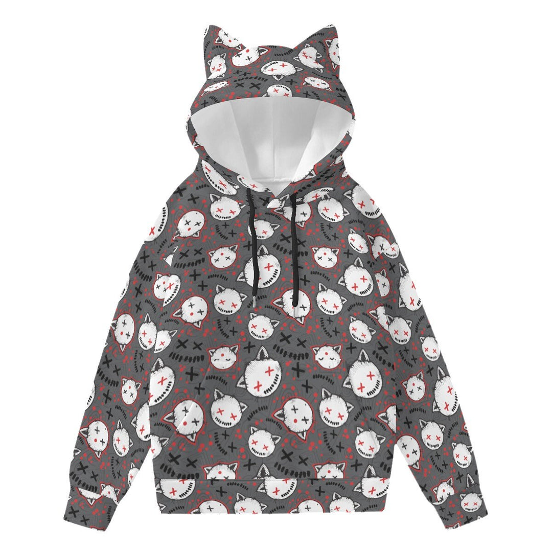 Gothic Cats All-Over Print Women’s Hoodie With Cat Ears