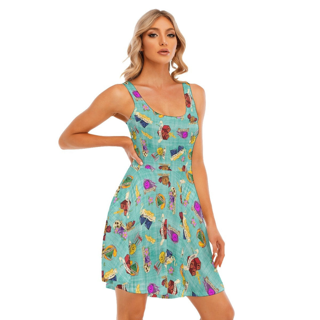 DnD dice print All over print women's tank dress with pockets