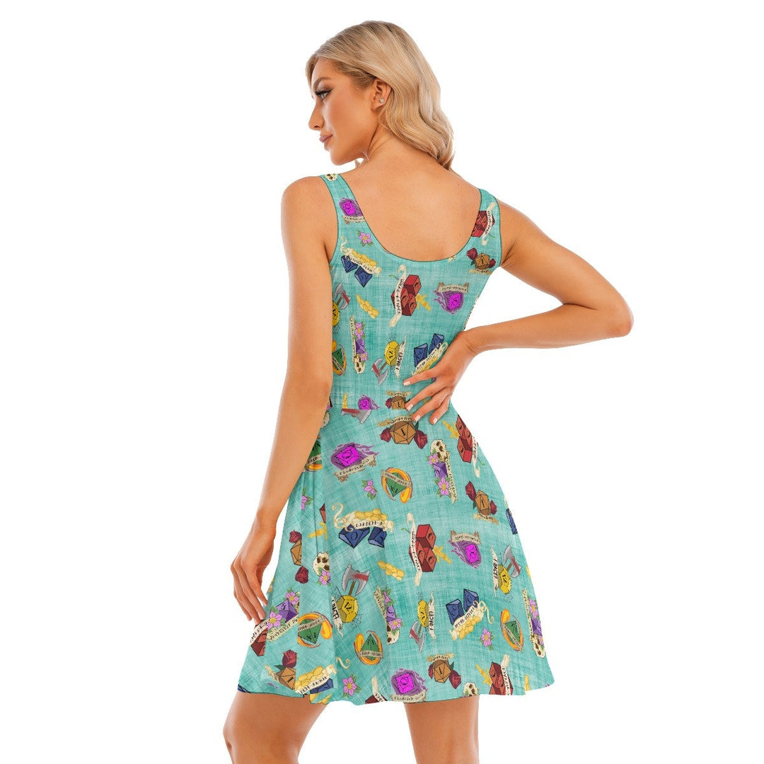 DnD dice print All over print women's tank dress with pockets