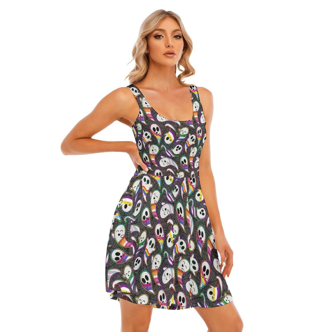 Pride Ghost All over print women's tank dress with pockets