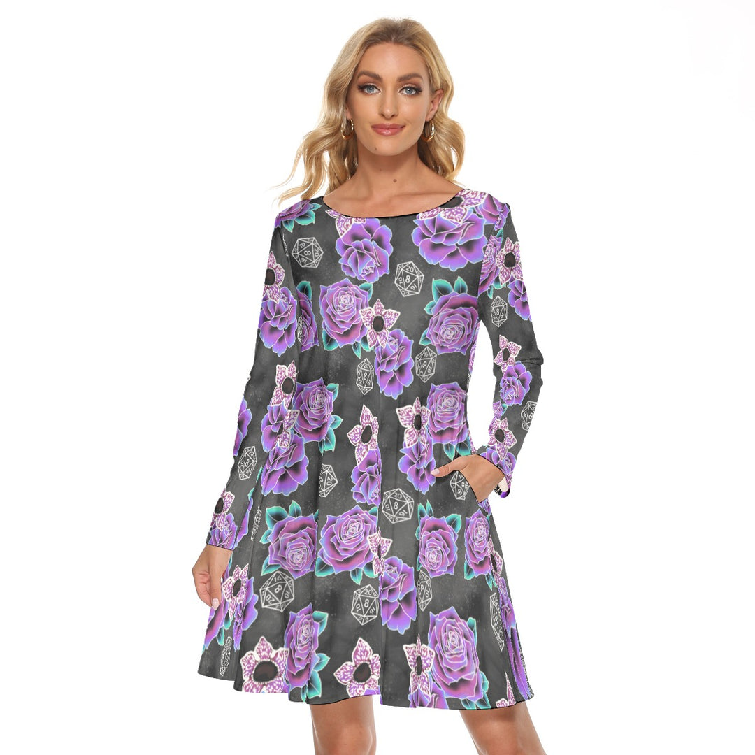 Dice and Demogorgon All over print women's crew dress with pockets