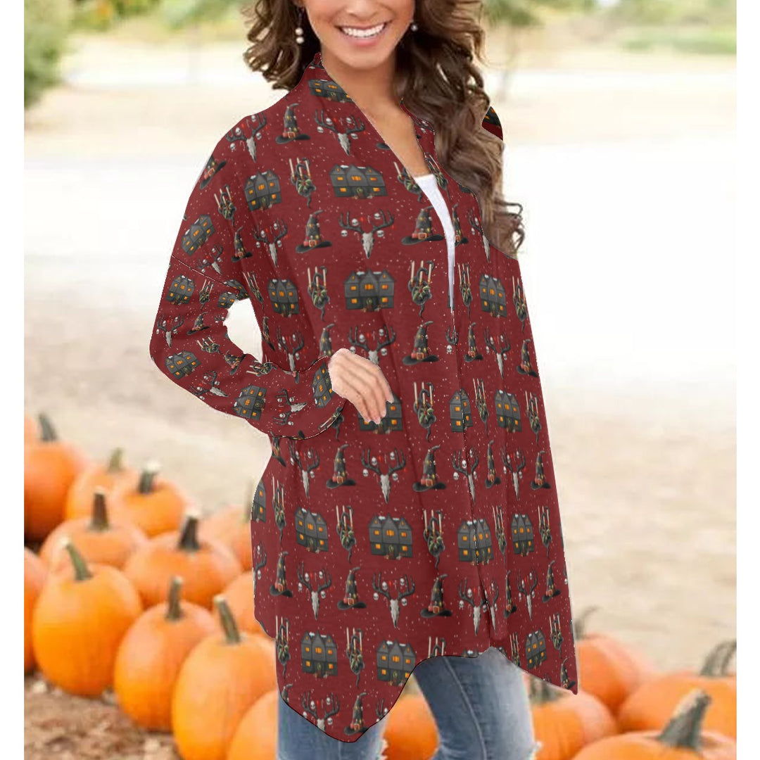 Ghoulish Yule All over print waterfall cardigan